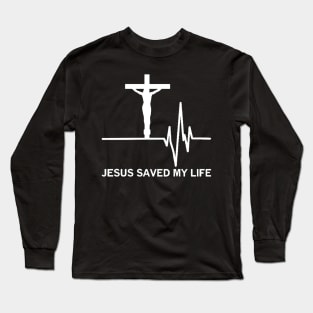 Mens Jesus Saved My Life Religious Christian Long Sleeve T-Shirt